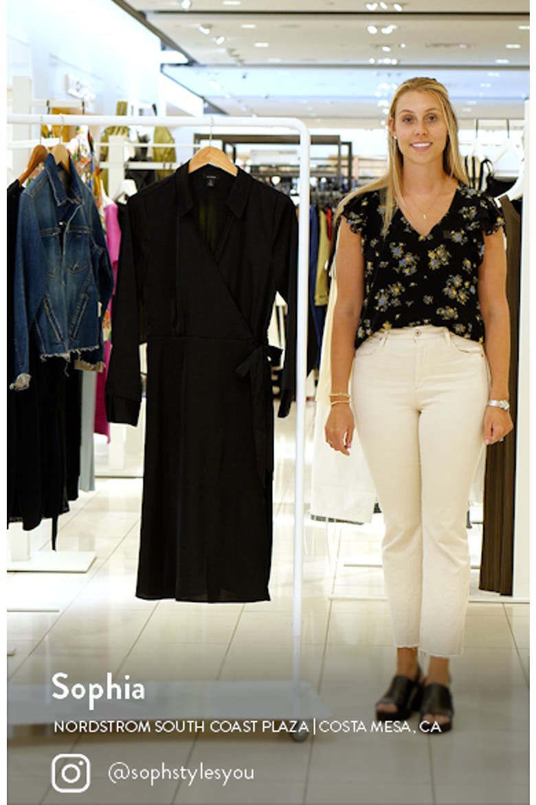 Long Sleeve Faux Wrap Midi Shirtdress video