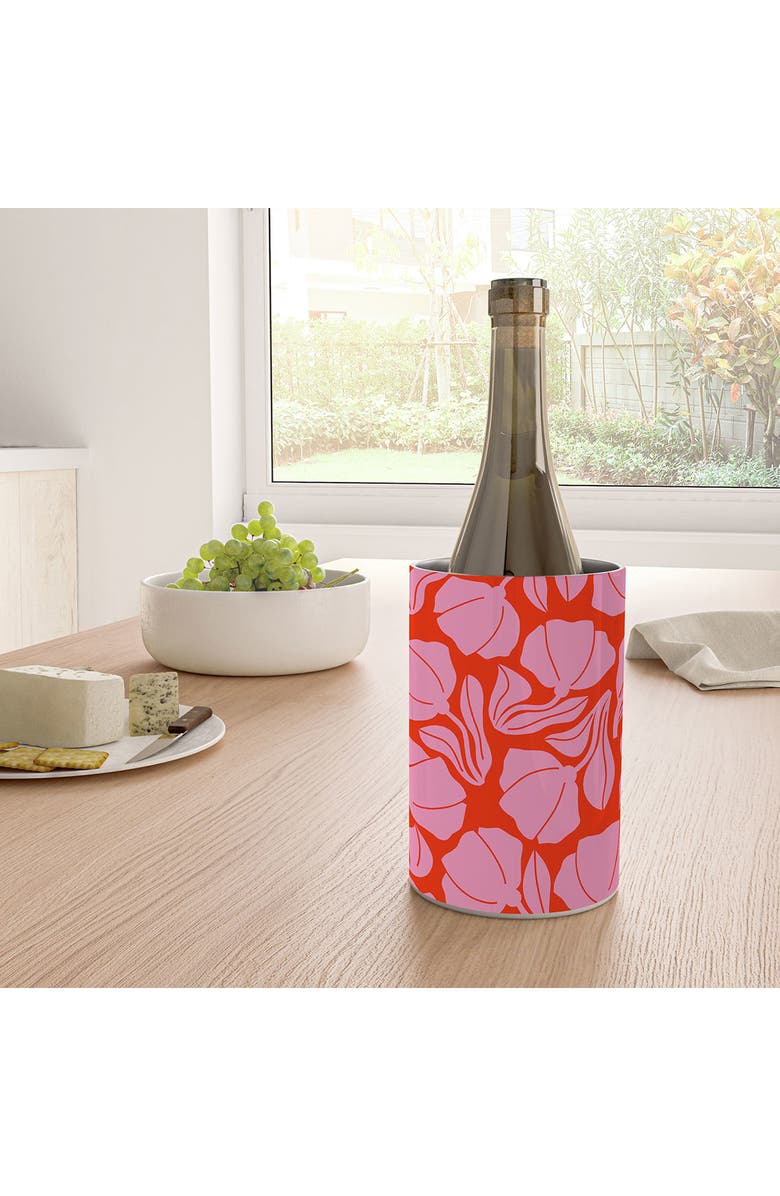 Deny Designs Boho Blooms Stainless Steel Wine Chiller, Alternate, color, Red