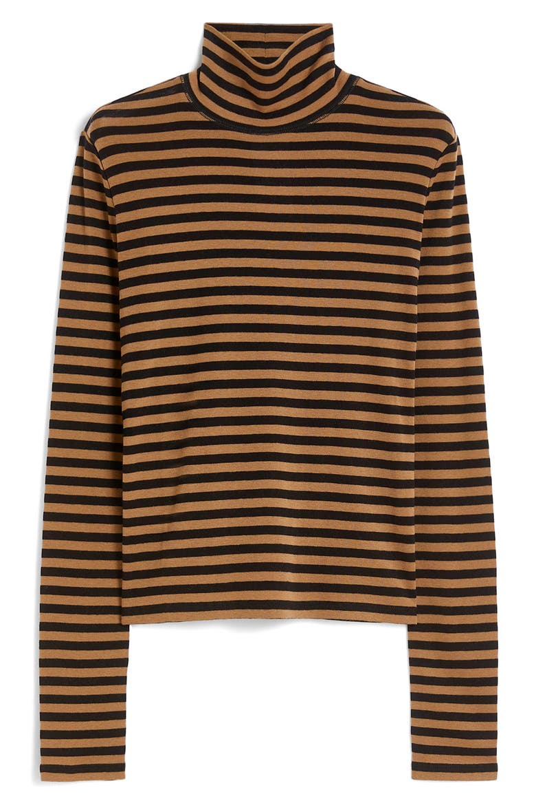 Blasy Stripe Mock Neck Shirt, Alternate, color, CAMEL