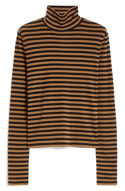 Mm By Max Mara Blasy Stripe Mock Neck Shirt In Brown