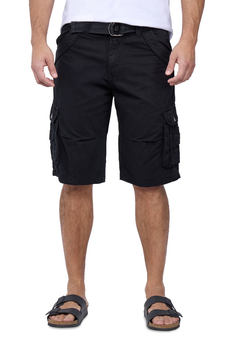 Belted Bermuda Cargo Shorts, Main, color, BLACK