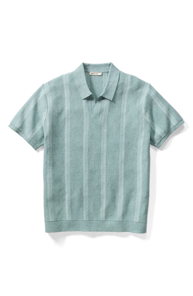 Marine Layer Liam Johnny Collar Polo, Alternate, color, Topaz Stripe