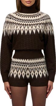 Naked Wardrobe Fair Isle Turtleneck Sweater