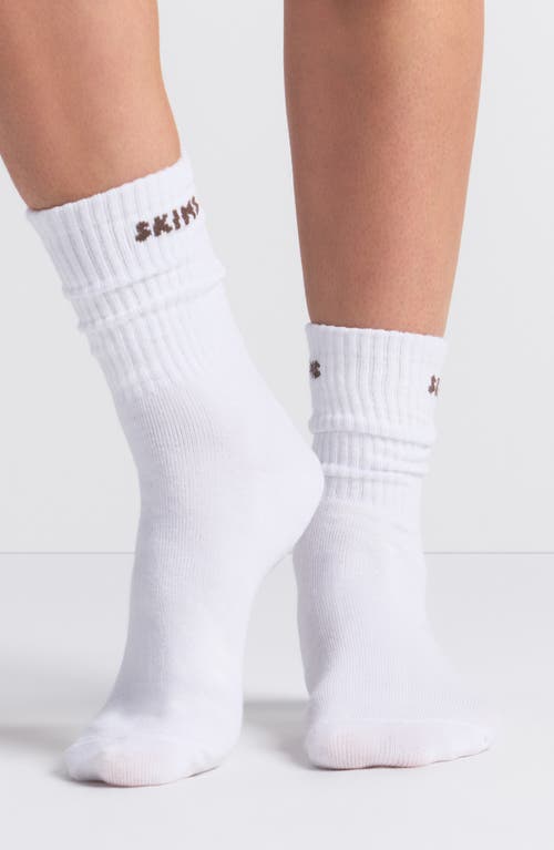 Skims 3-pack Logo Rib Crew Socks In White