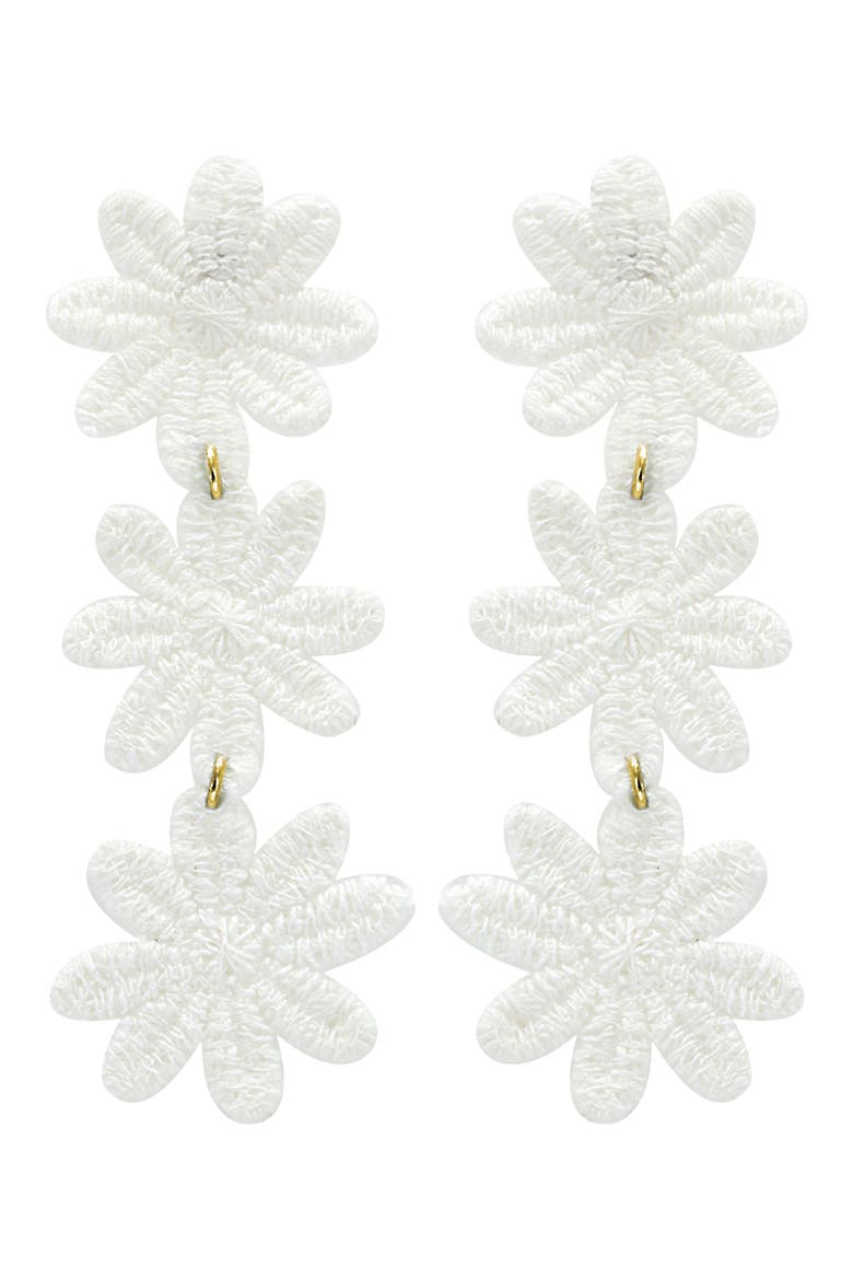 Crochet Flower Drop Earrings, Main, color, WHITE