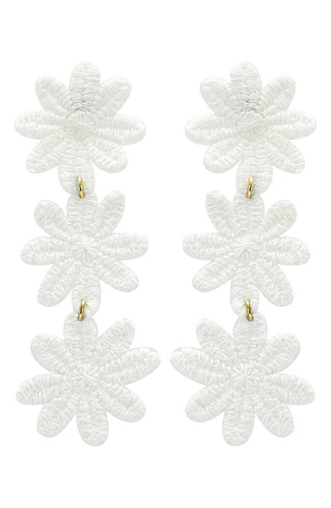 Crochet Flower Drop Earrings