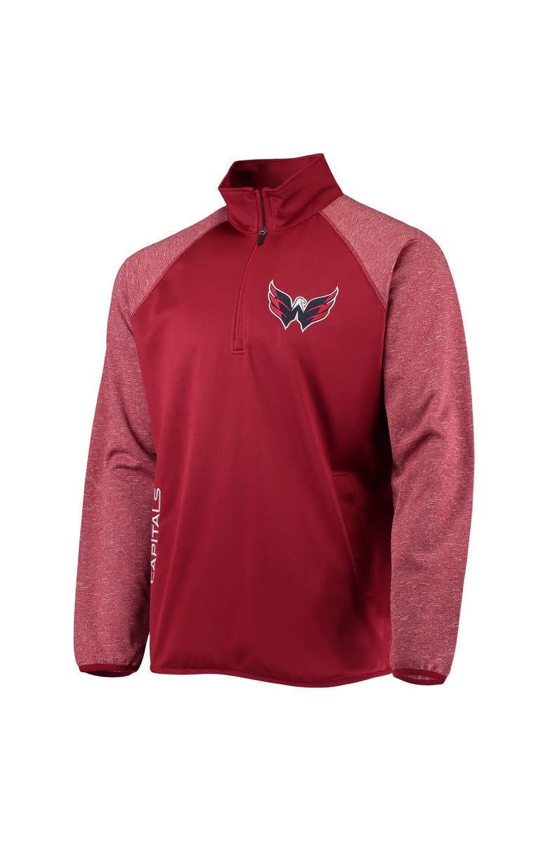 STARTER Men's Starter Red Washington Capitals Transitional Raglan Half-Zip Top, Alternate, color, Red