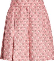 Max Mara Studio Clown Kitty Print Silk Twill Skort