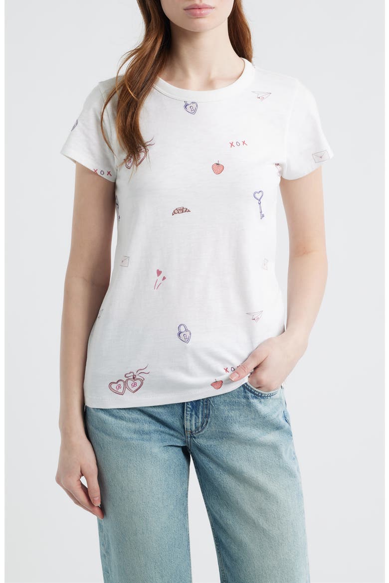 Valentine Print Pima Cotton T-Shirt, Main, color, WHITE MULTI