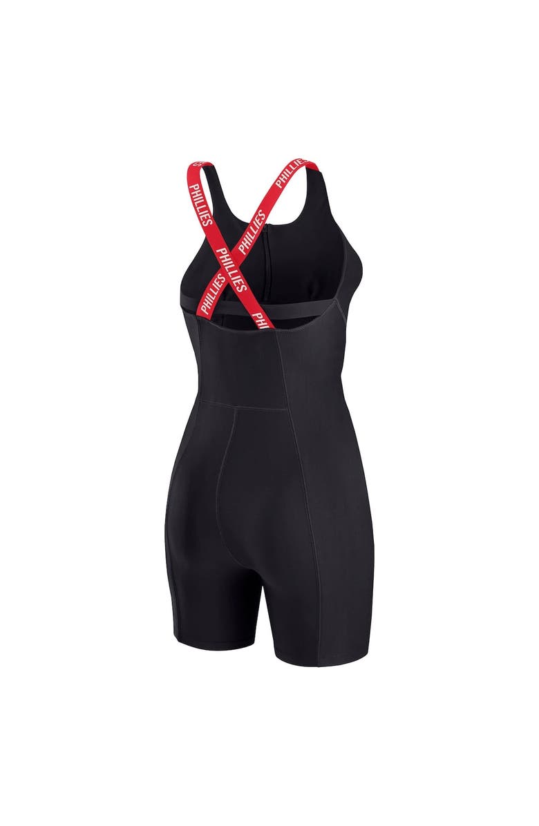 WEAR by Erin Andrews Women's WEAR by Erin Andrews Black Philadelphia Phillies Bodycon Quarter-Zip Romper, Alternate, color, Black