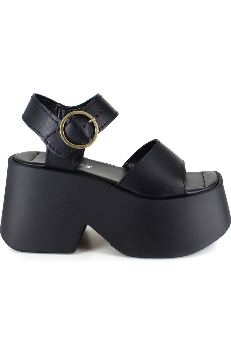 Candie's Anna Ankle Strap Platform Sandal, Alternate, color, Black Leather