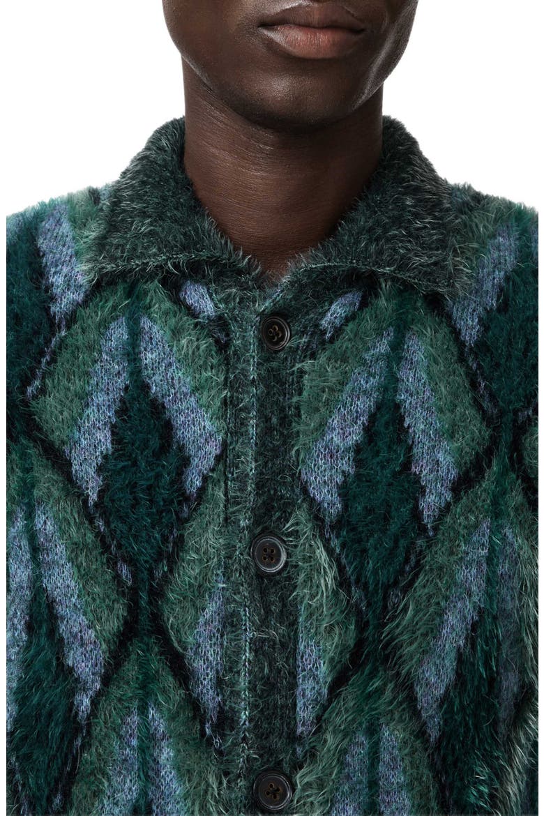 Fardella Abstract Fuzzy Cardigan, Alternate, color, PEACOCK BLUE