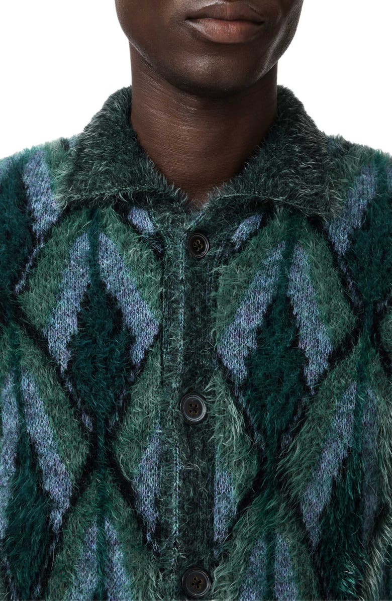 John Varvatos Fardella Abstract Fuzzy Cardigan, Alternate, color, Peacock Blue