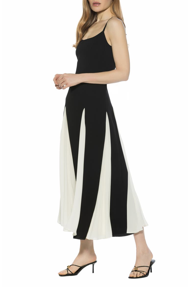 Corvin Colorblock Godet Maxi Dress, Alternate, color, BLACK/ WHITE