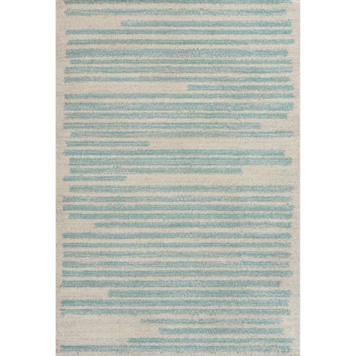 Jonathan Y Khalil Modern Berber Stripe Area Rug In Cream/turquoise