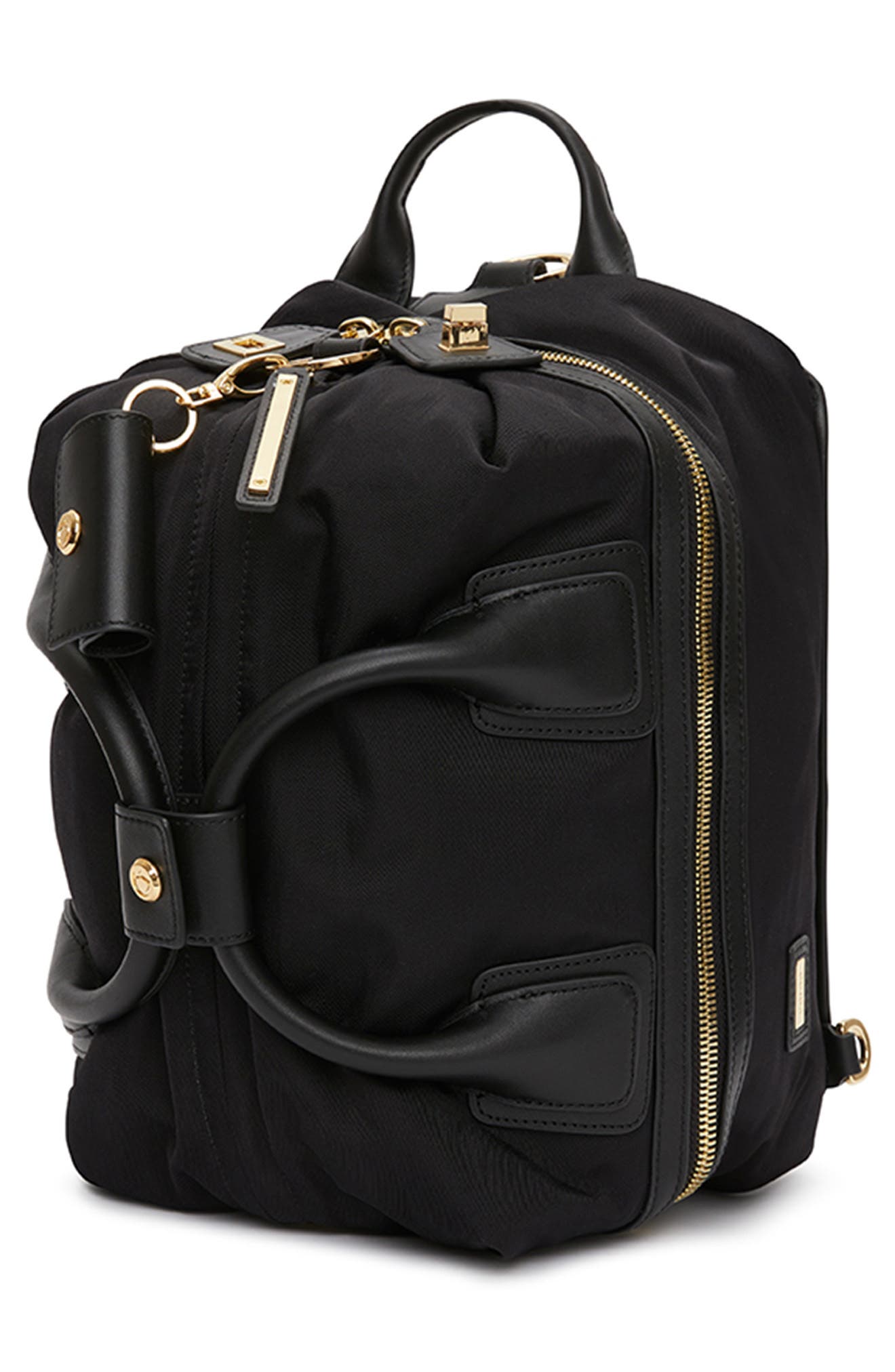 Small Studio Duffel Backpack, Alternate, color, BLACK/ GOLD