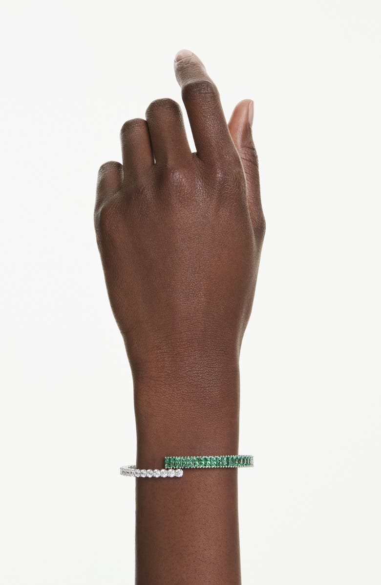 Swarovski Matrix Bangle, Alternate, color, Rhodium/ Green