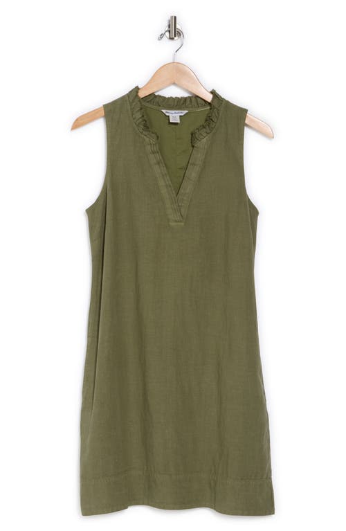 Tommy Bahama Two Palms Double Ruffle Linen Dress In Dark Fern