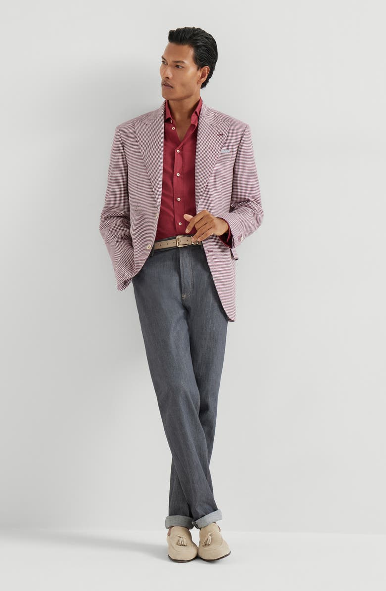 Brunello Cucinelli Houndstooth blazer, Alternate, color, Cherry