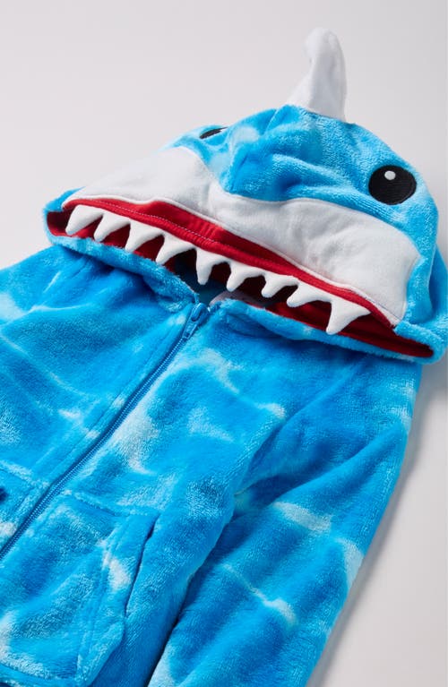 Nordstrom Kids' Shark Hooded Fleece Sleeper Romper In Blue
