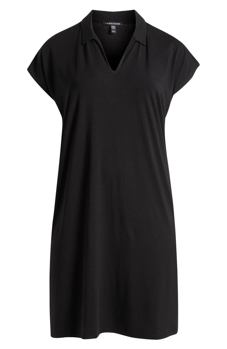Eileen Fisher Johnny Collar Jersey Dress, Alternate, color, Black