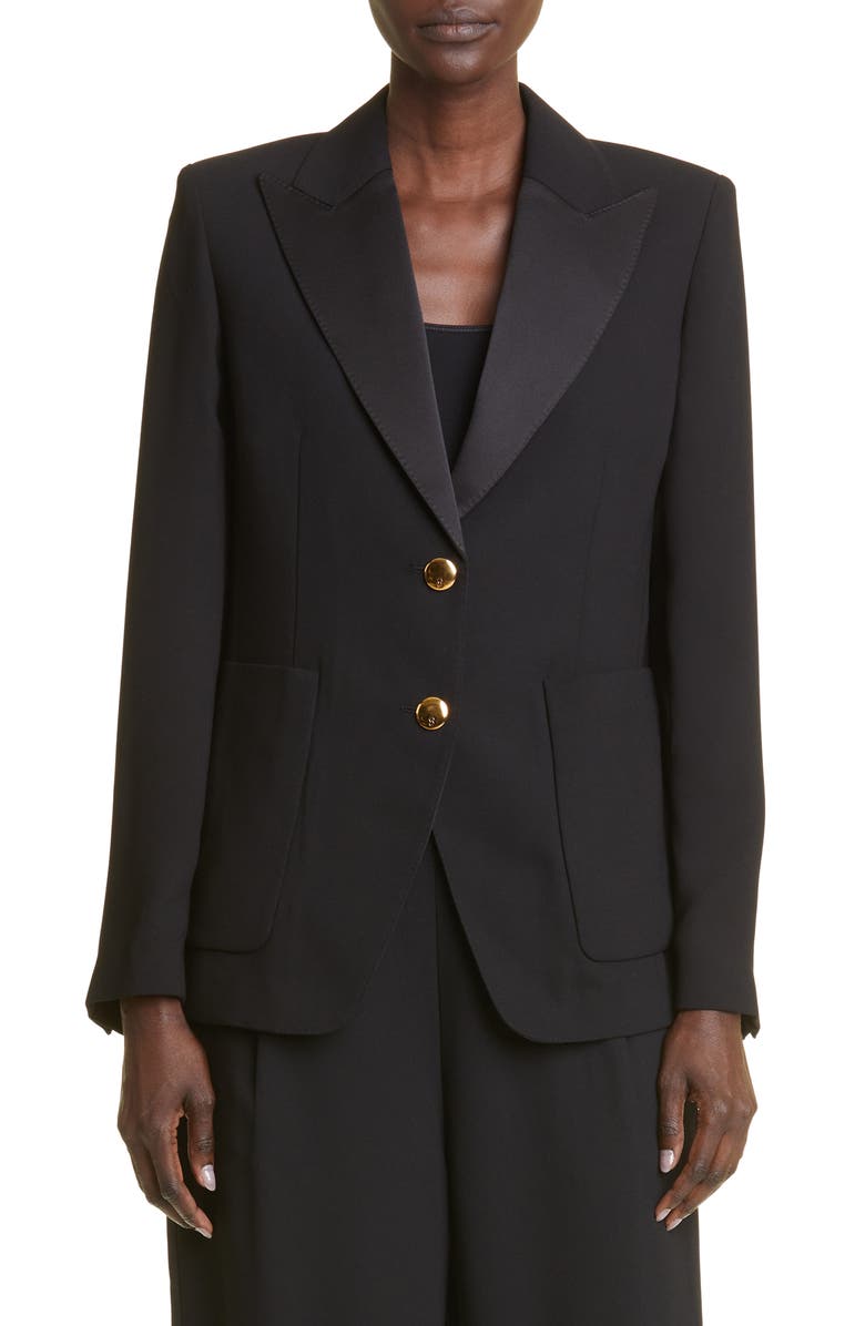 ST. JOHN Crepe Back Satin Jacket, Main, color, 