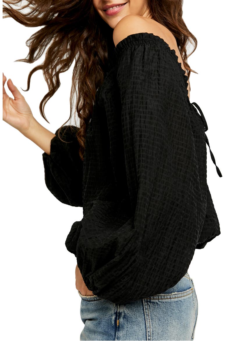 Alicia Off the Shoulder Top, Alternate, color, BLACK