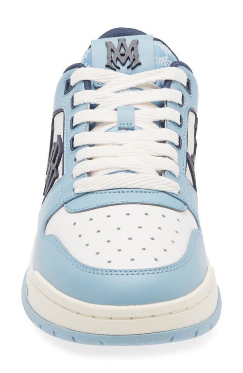 Amiri Light Blue Low Top Sneakers With Contrasting Logo Lettering In Cotton Man In Ocean Sky