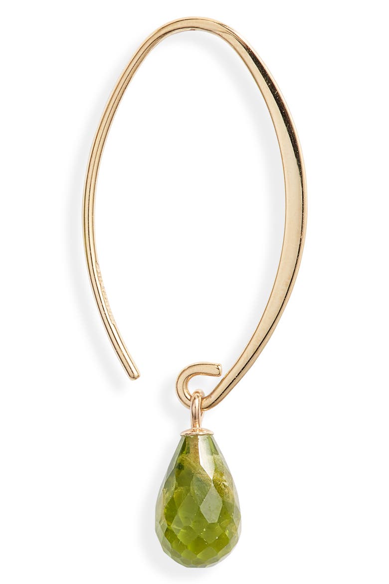 Briolette Gemstone Hoop Earrings, Alternate, color, YELLOW GOLD/ PERIDOT