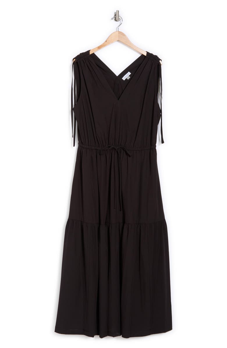 Calvin Klein Commuter Sleeveless Tiered Midi Dress, Alternate, color, Black