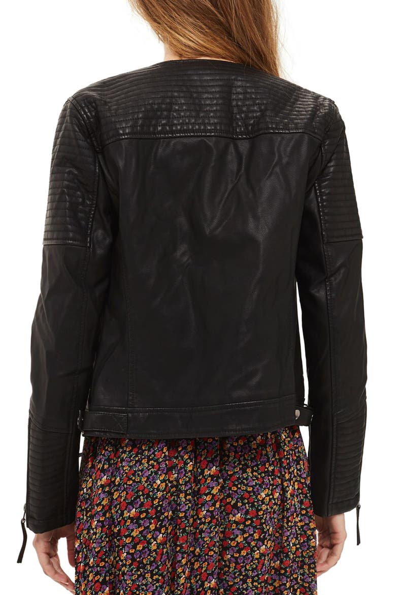 Luna Faux Leather Biker Jacket, Alternate, color, BLACK