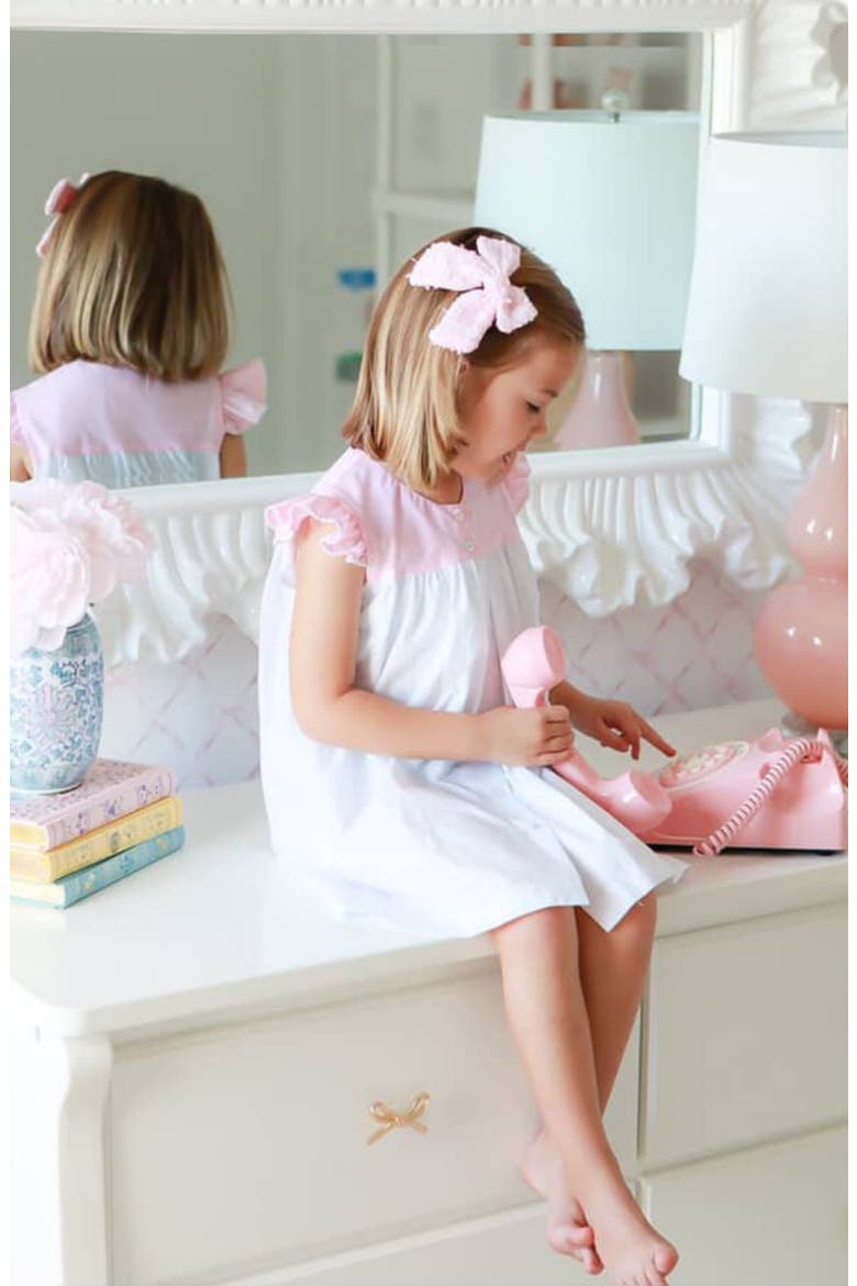 Tweed Girls' Hair Bow Barrette, Alternate, color, Pink/White