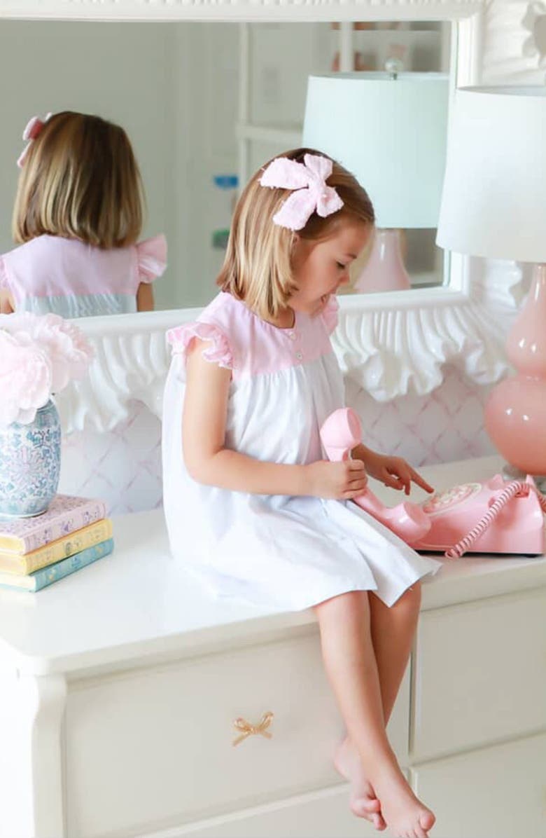 Bits & Bows Tweed Girls' Hair Bow Barrette, Alternate, color, Pink/White