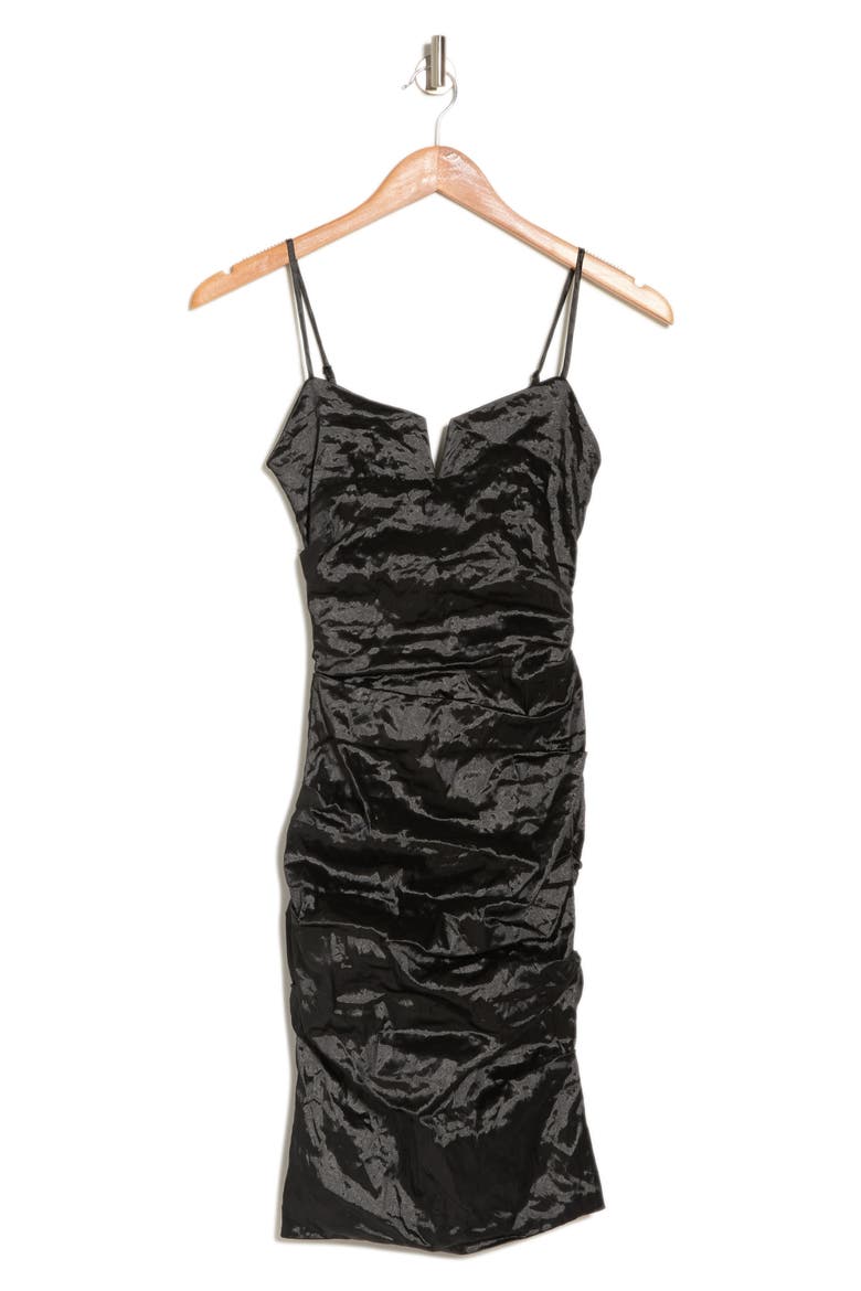 Techno Metal V-Bar Minidress, Main, color, BLACK