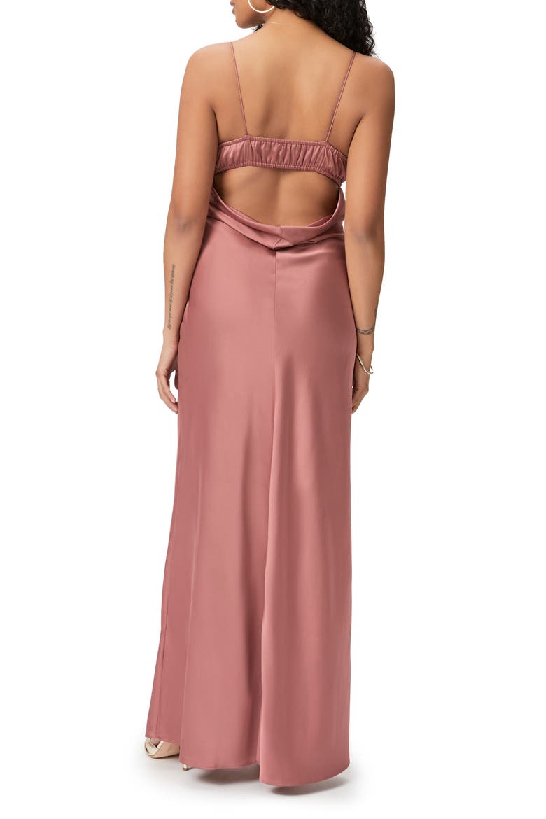 Miren Ruched Bodice Satin Midi Dress, Alternate, color, DESERT DUSK
