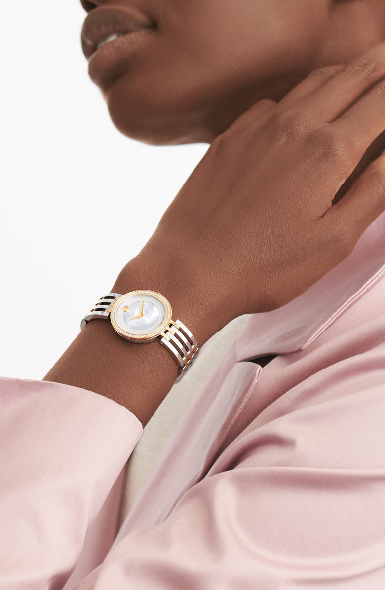 Movado 'Esperanza' Diamond Bezel Bracelet Watch, 28mm, Alternate, color, 