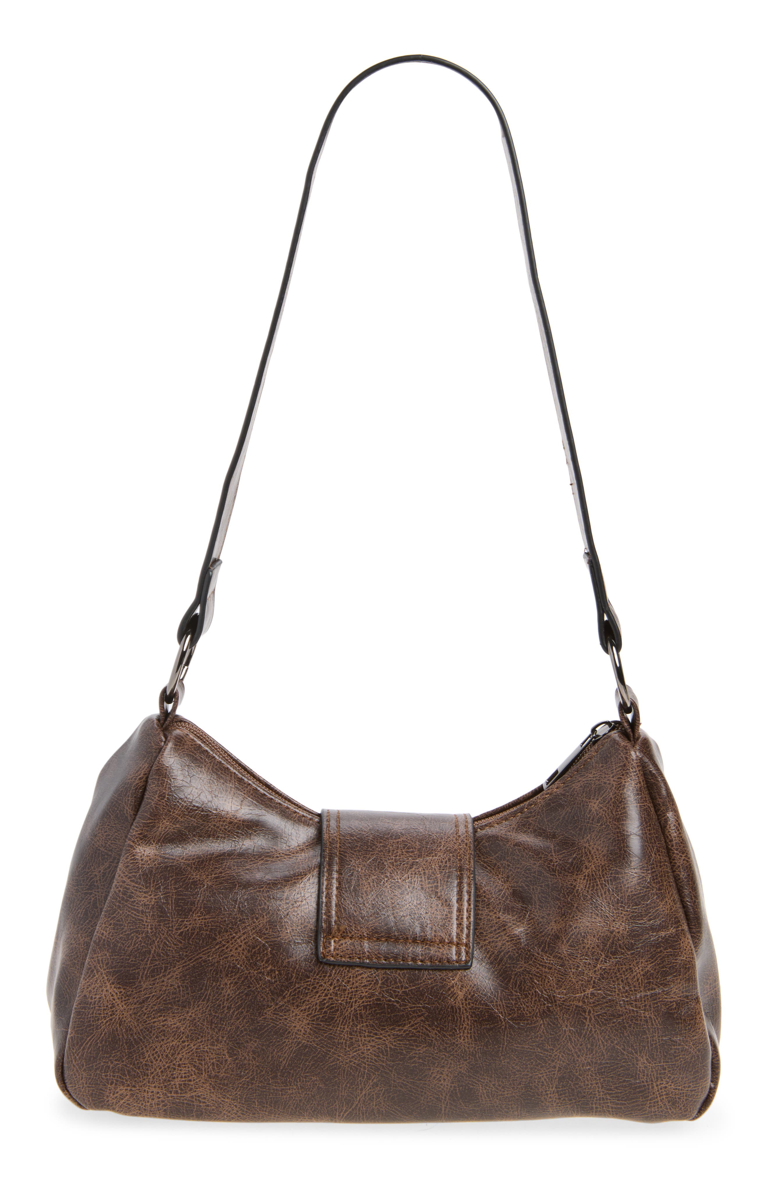 Faux Leather Buckle Mini Bag, Alternate, color, BROWN
