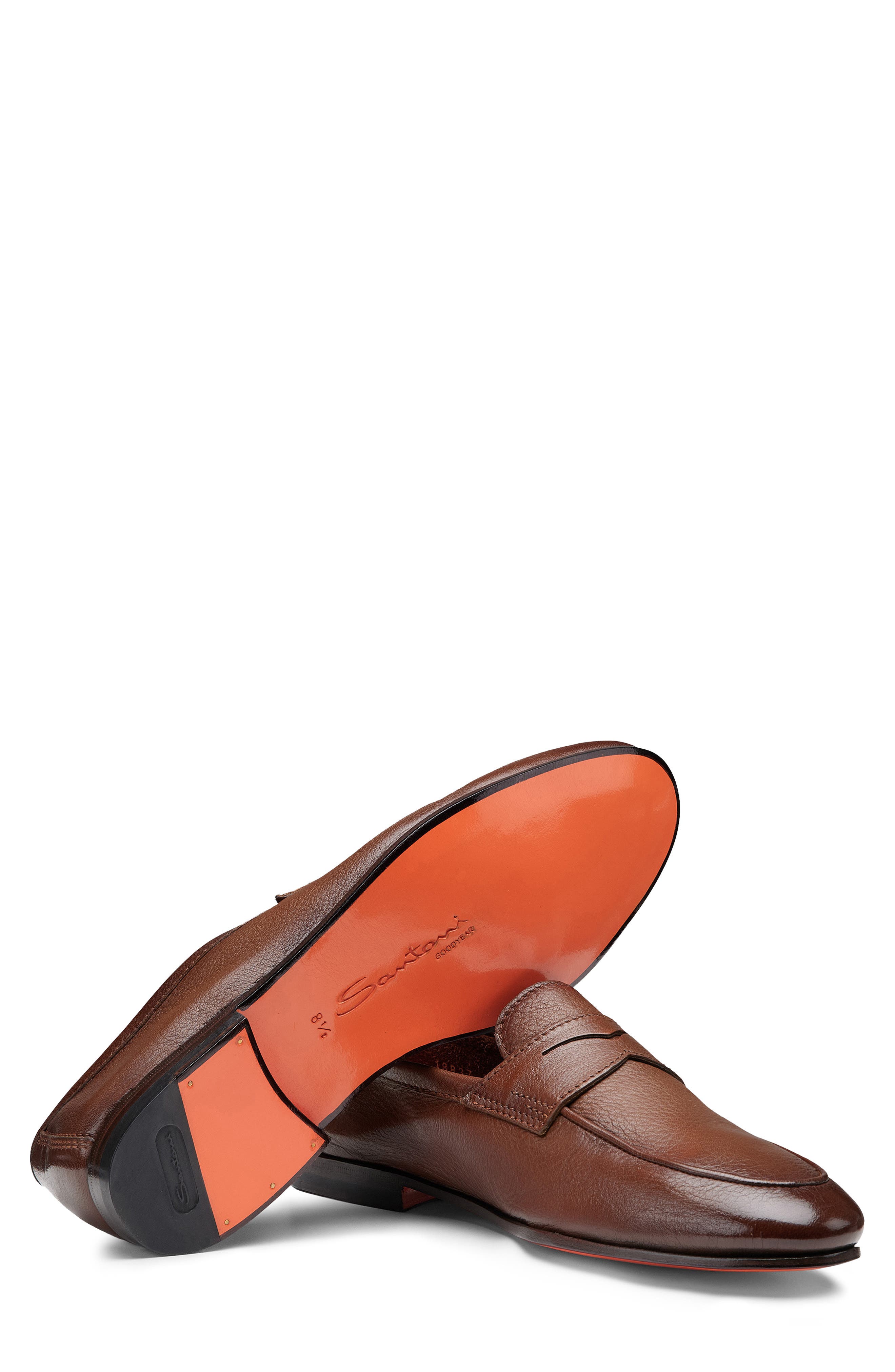 Santoni Carlos Penny Loafer, Alternate, color, Light Brown