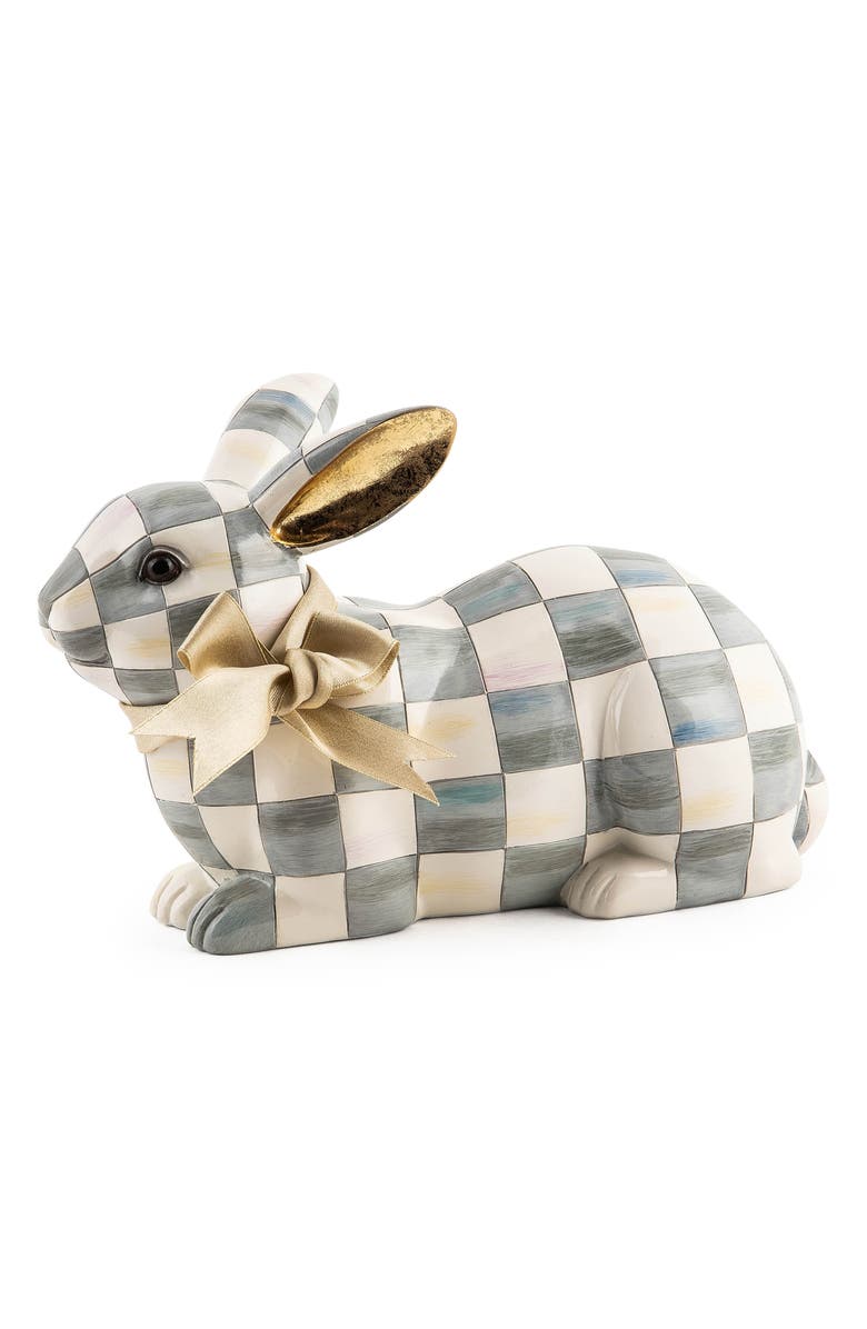 MACKENZIE CHILDS Sterling Check Resting Bunny, Main, color, Grey