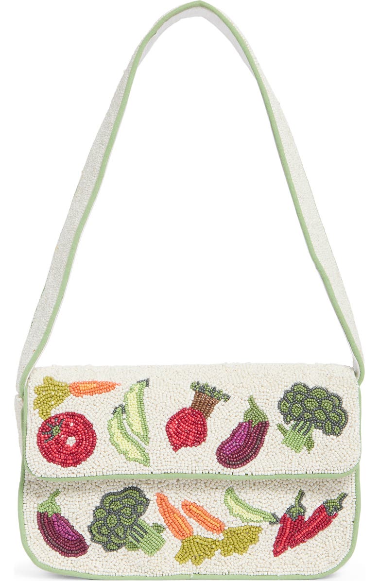 Collection XIIX Mixed Veggies Beaded Baguette Shoulder Bag, Main, color, Ivory Multi