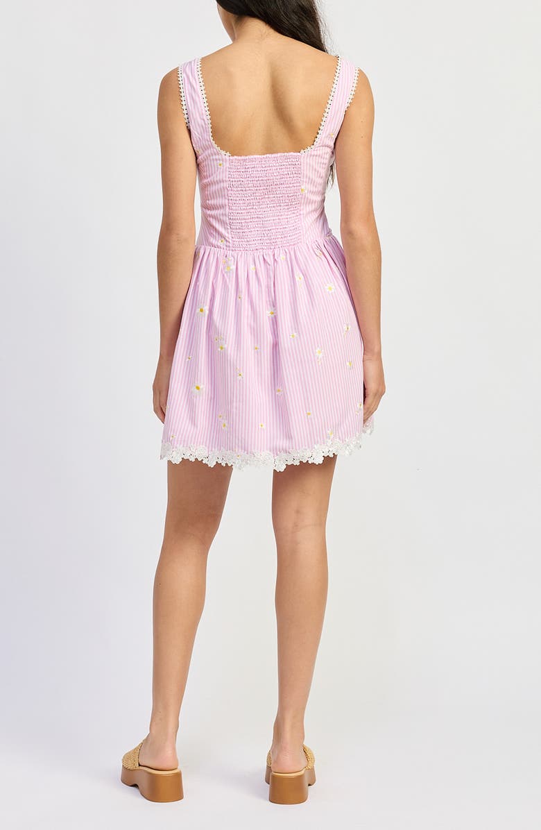 JACQUIE THE LABEL Abby Stripe Embroidered Drop Waist Minidress, Alternate, color, Pink Tonal