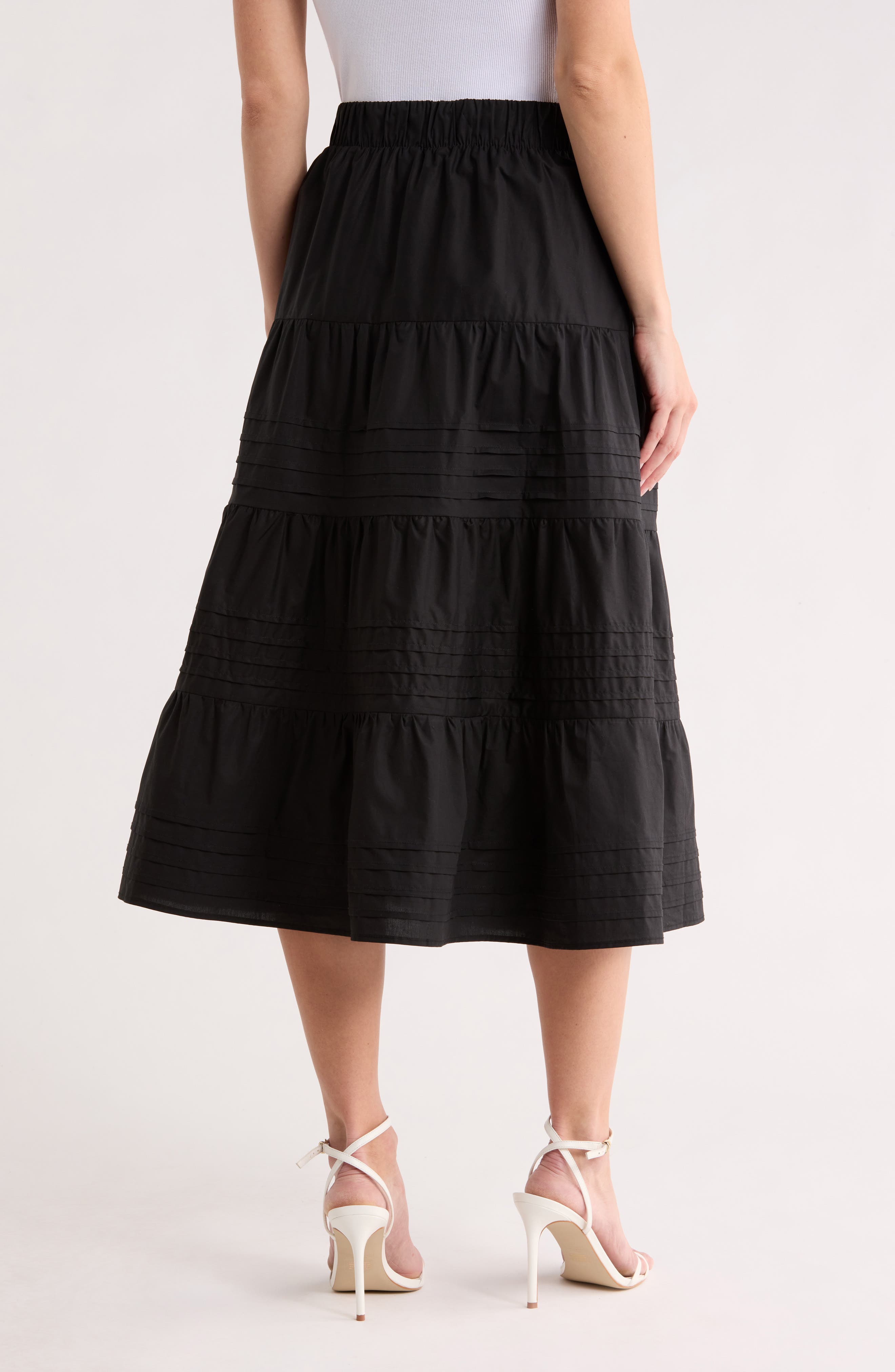 Pleated Tiered Cotton Pull-On Skirt - image 2