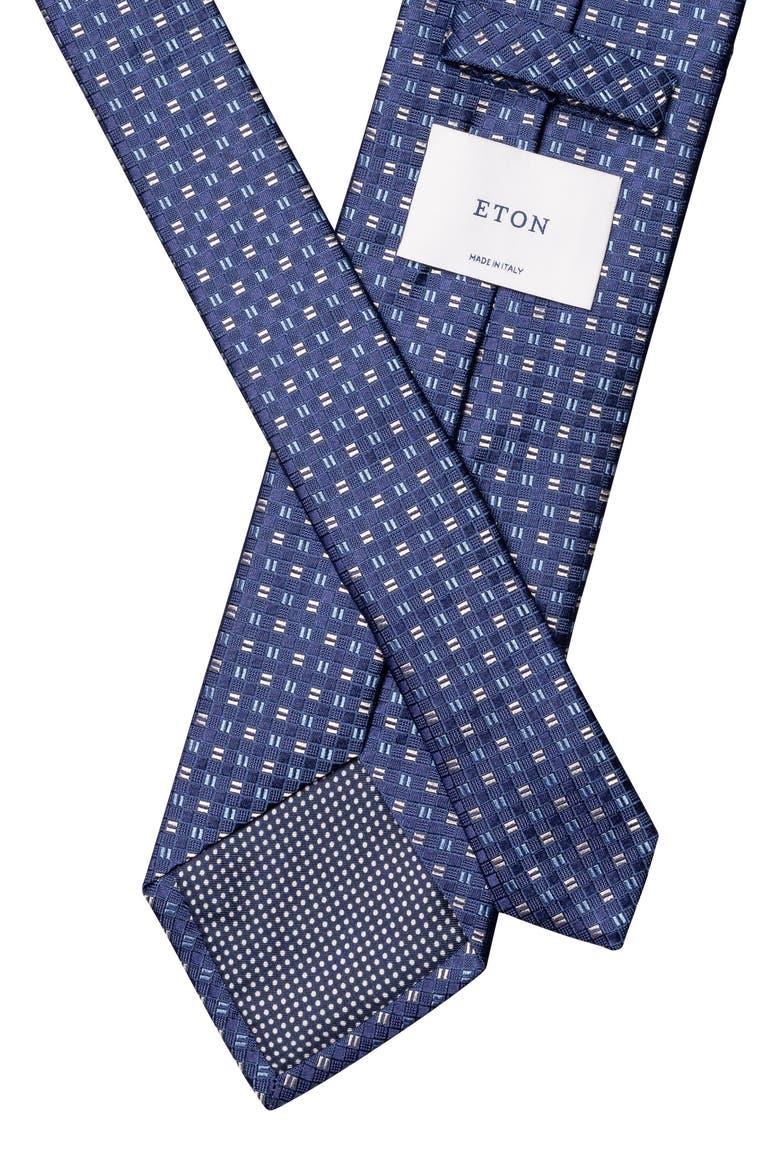 Square Geometric Silk Tie, Alternate, color, NAVY
