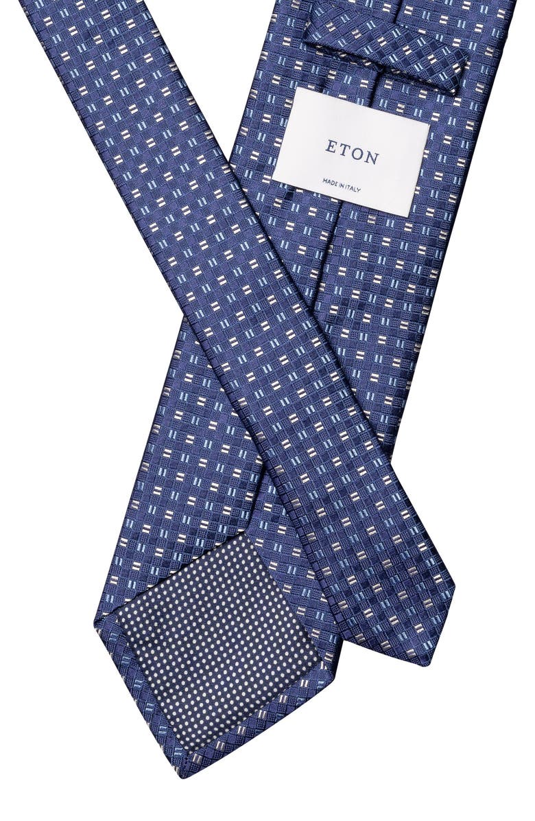 Eton Square Geometric Silk Tie, Alternate, color, Navy