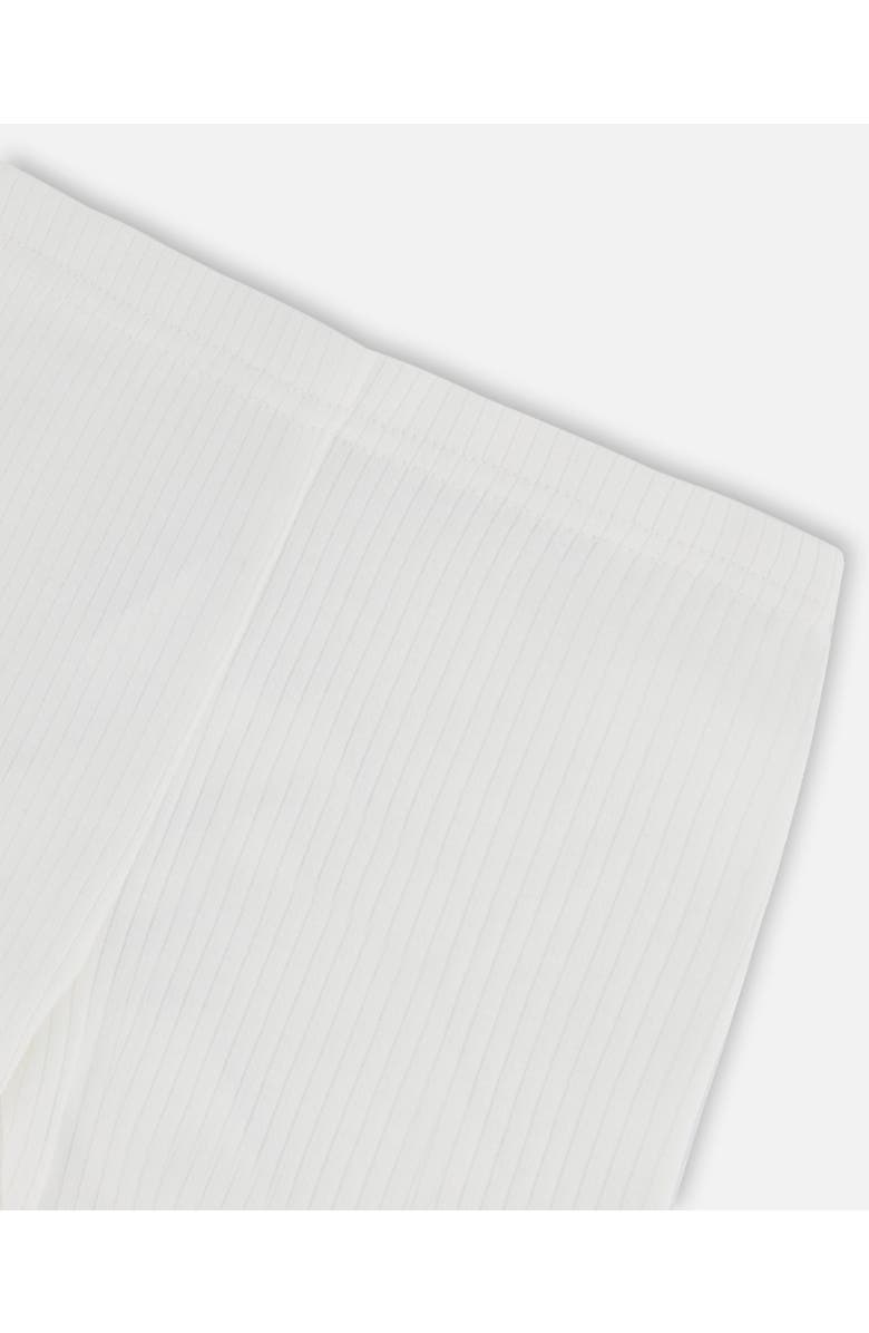 Deux par Deux Baby Girl's Rib Capri Legging With Frill Off White, Alternate, color, 