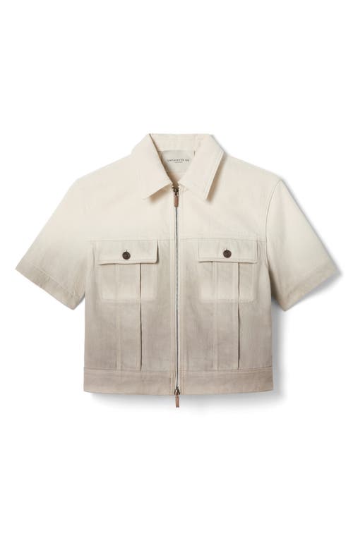 LAFAYETTE 148 LAFAYETTE 148 NEW YORK HAND DIP DYE SHORT SLEEVE ZIP DENIM JACKET 