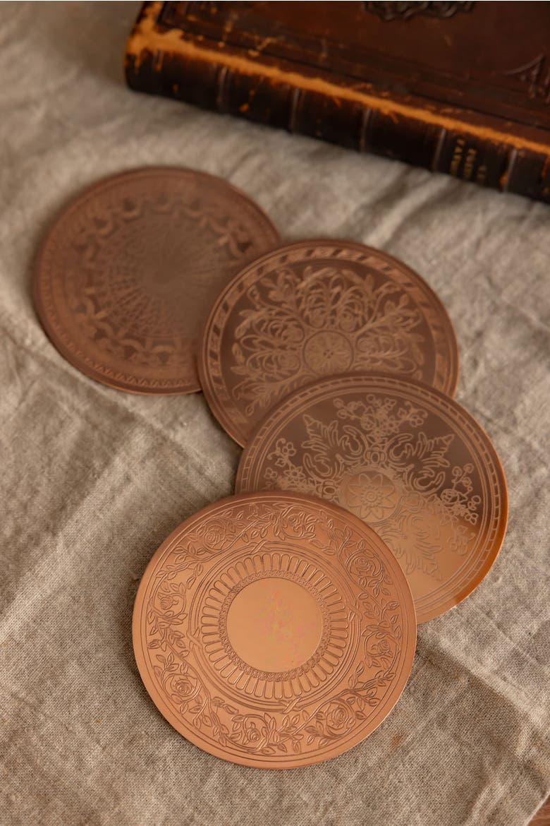 Vintage Inspired Copper Coasters Set, Alternate, color, Copper
