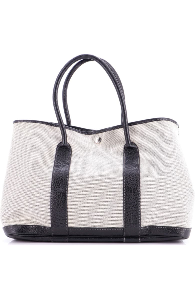 Pre-Owned Hermes Garden Party Tote Toile and Leather 36, Main, color, Noir