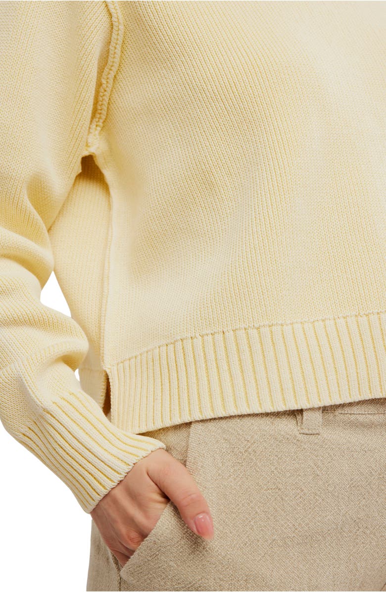 Free People Spring Street Cotton Crewneck Sweater, Alternate, color, Banana Cream