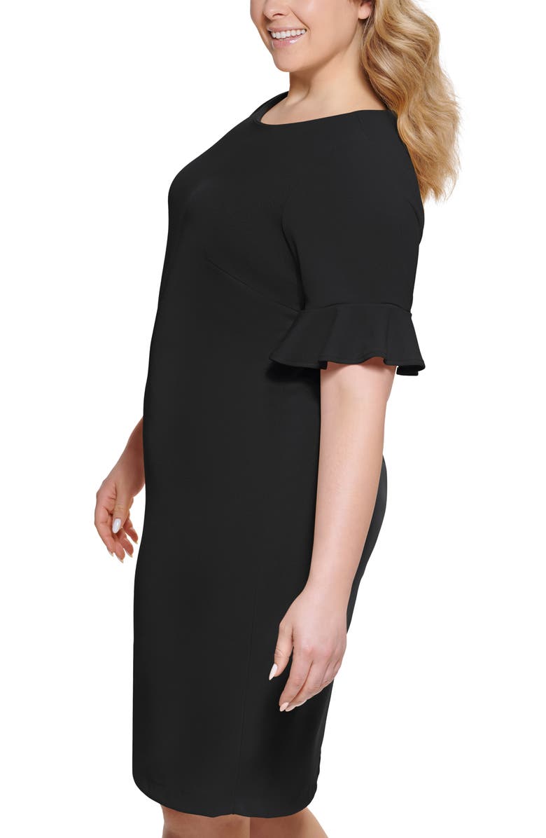 Calvin Klein Ruffle Short Sleeve Sheath Dress, Alternate, color, 